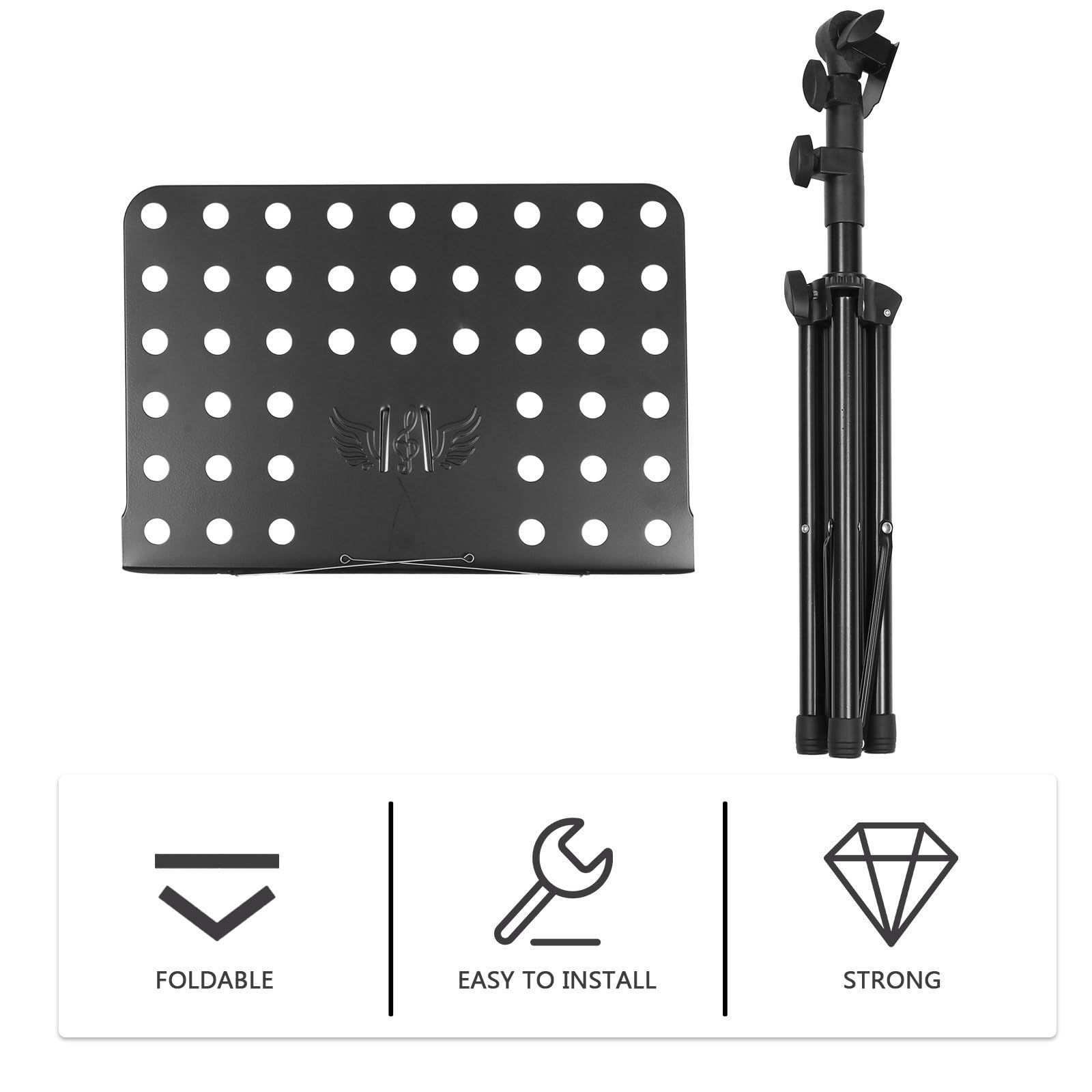 MAGICLULU Atril para Partituras Plegable Negro de Acero y Abs, Ligero y Manos Libres, Adecuado para Tocar Guitarra y Sostener Libros o Tablets