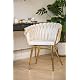 BETTSO - Larissa - Upholstered chair - with braided/woven backrest - velour/velvet - golden metal legs - office chair - dressing table - dining room - velvet beige Product Image 2