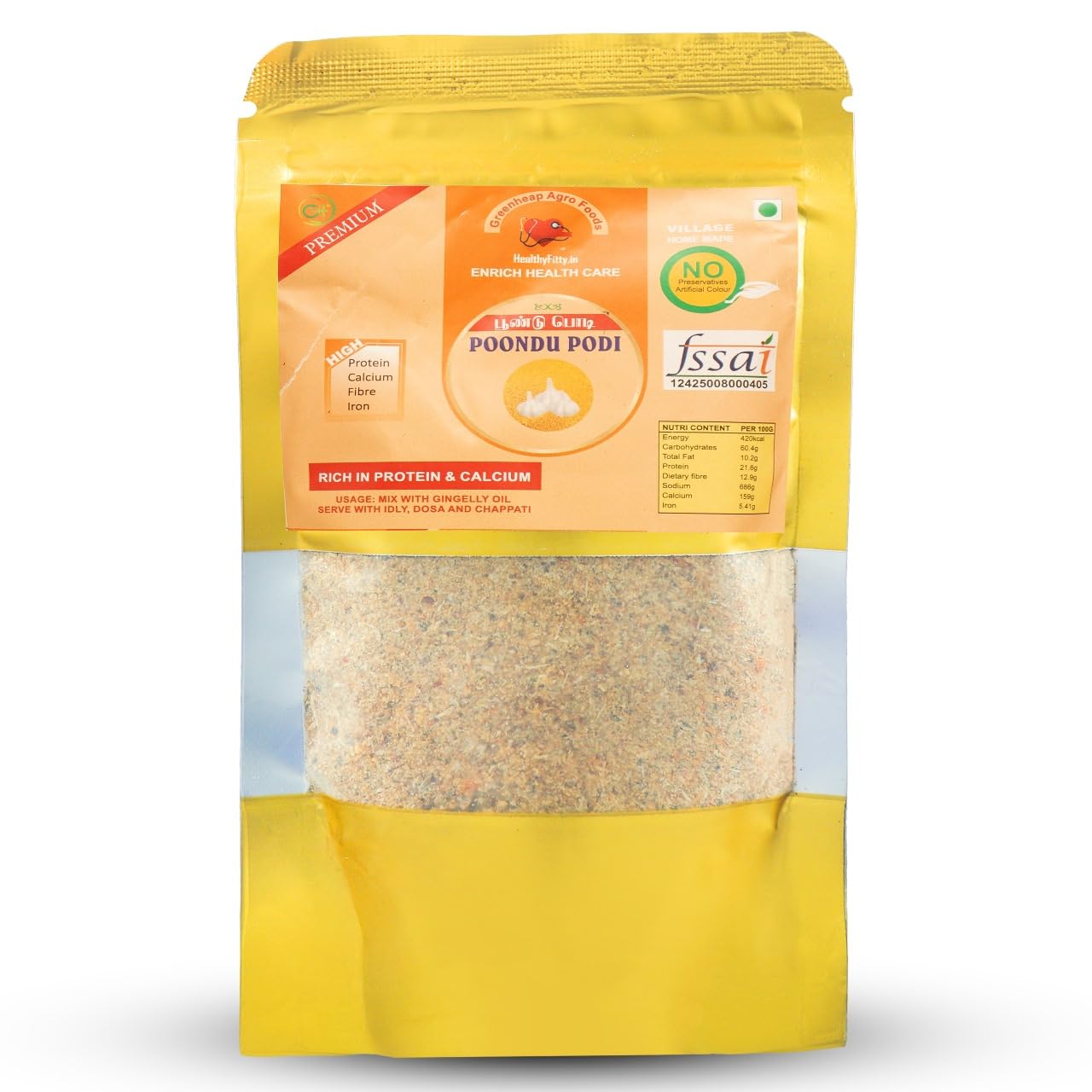 Greenheap Premium Poondu Podi, South Indian Garlic Spice Mix Powder with Ulundhu, Channa Dal, Coconut, No Artificial Colors, Rich in Protein and Calcium, 200g-image-38