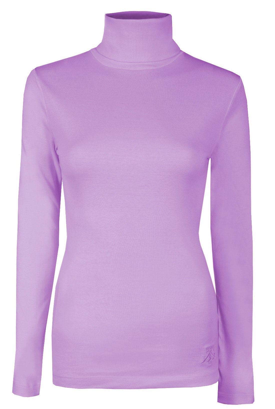 Real Life Fashion Ltd Women's Lilac Polo Turtle Neck Jumper Top Full Sleeve Stretch Jumper Top#( Polo Neck Plain Jumper#Uk 12-14#)