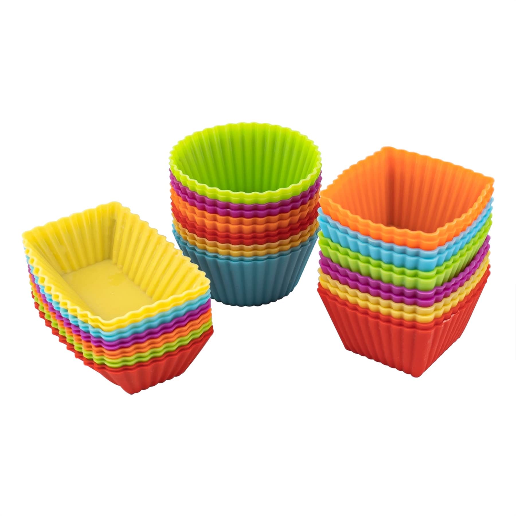 36 Pack Silicone Mini Reusable Muffin Baking Cup Small Cupcake Holders Random Color Silicone Cupcake Liners Pastry Dessert Cups