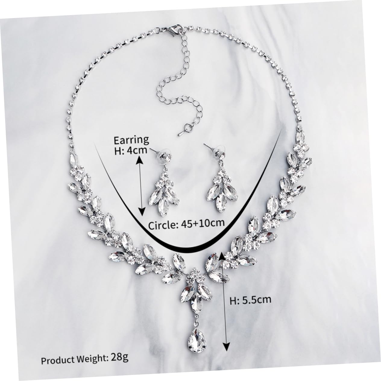 Healeved Collar y Pendientes de Joyería para Novias Conjunto de Accesorios para Novia