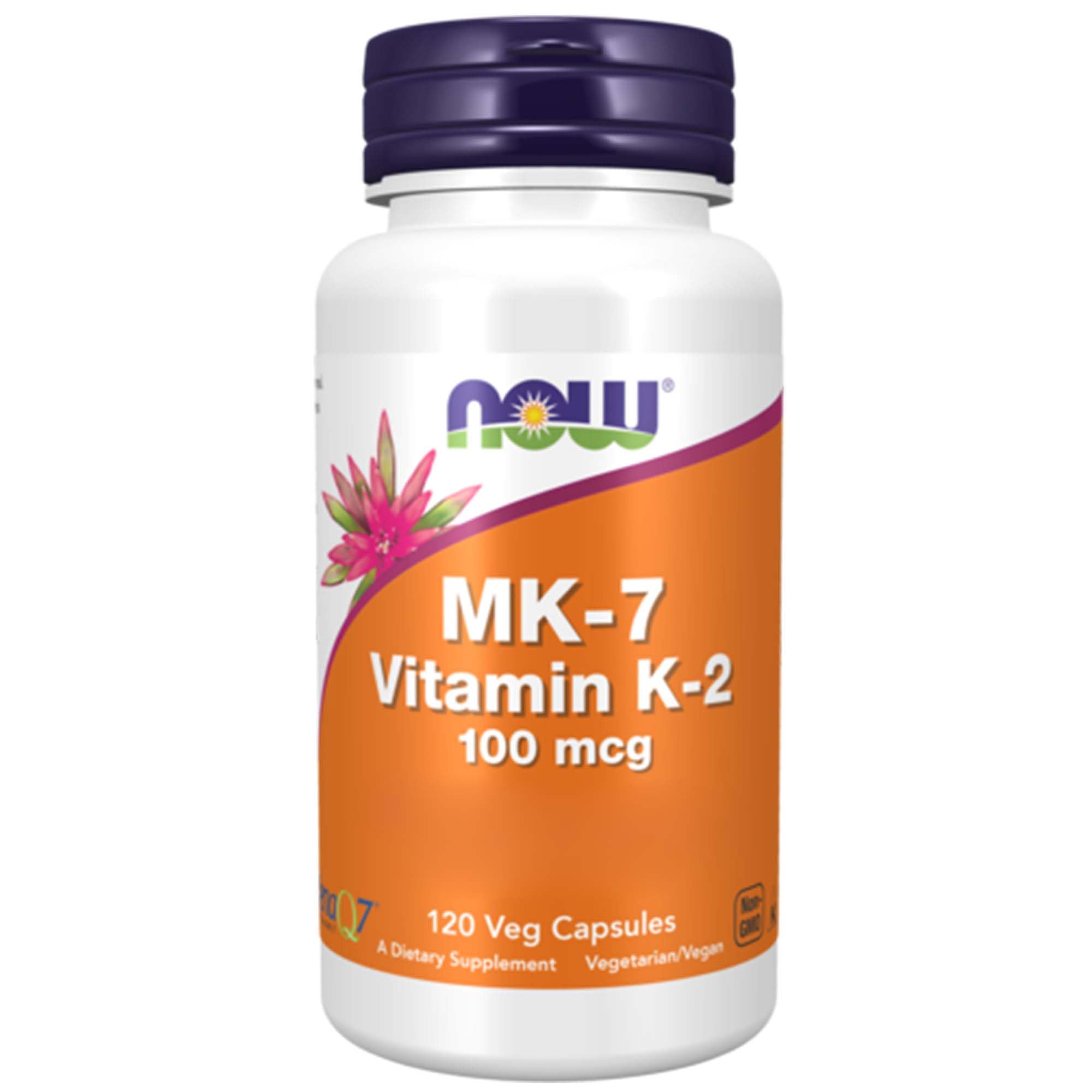Now Foods, Vitamin K2 MK-7, 100mcg, 120 vegane Kapseln, Laborgeprüft, Glutenfrei, Sojafrei, Ohne Gentechnik
