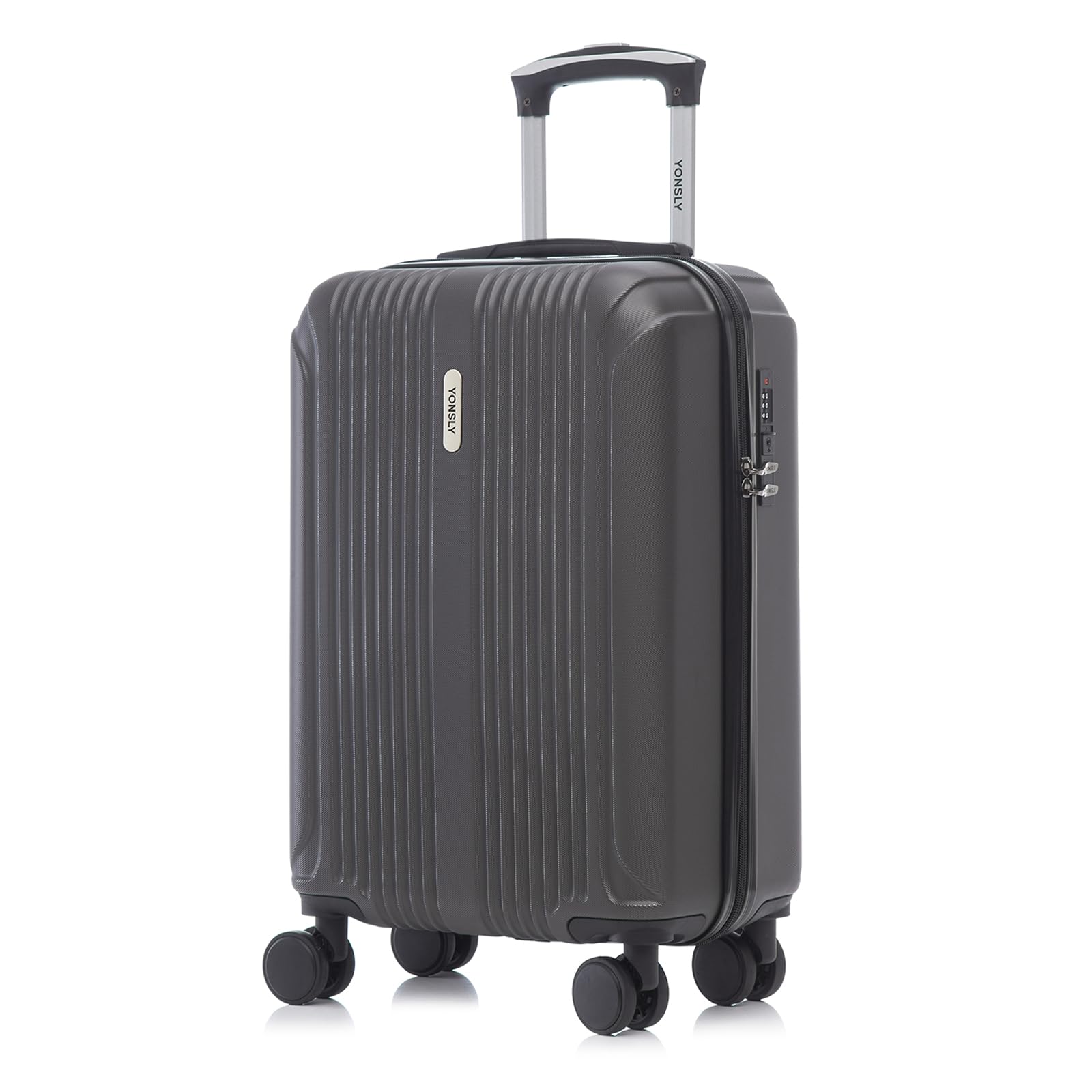 yonsly Koffer Suitcase, Trolley Reisekoffer, Rollkoffer Handgepäck mit 4 Rollen 360°, ABS Hartschalen, Sicherheitsschloss, Weicher Gummigriff, 210D-Futter