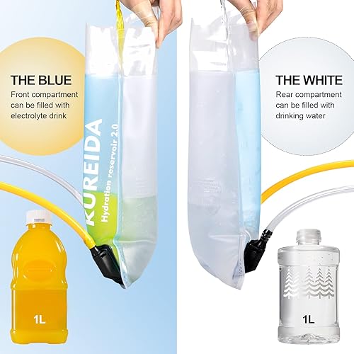Miniatura 3 de Vejiga de hidratación dual de 2 litros,Vejiga de agua para mochila de senderismo a prueba de fugas,Depósito de agua para paquete de hidratación,Sin