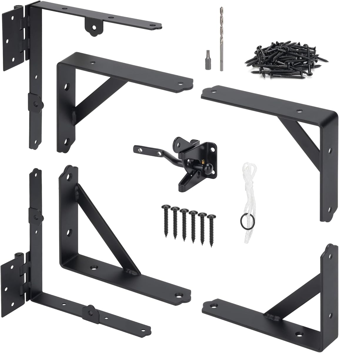 Soporte antideslizante para esquinas, kit de marco antideslizante resistente con pestillo autoblocante, herrajes negros para cercas de madera, puertas de cobertizo, puertas de entrada, puertas de corral, ventanas de madera