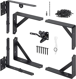 Anti Sag Corner Brace Bracket, Heavy Duty No Sag Frame Kit with Self-Locking Latch, Black Hardware for Wooden Fence, Shed Doors, Driveway Gates, Corral Gates, Wood Windows
