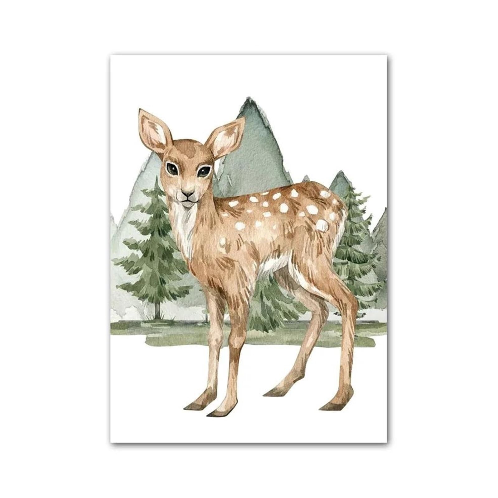 XENITE Wall Art Canvas Prints Bear Fox Rabbit Wolf Deer Raccoon Wall Art Canvas Painting No Frame Jungle Animal Posters Prints Picture Kids Room Decor(E,30x40cm)