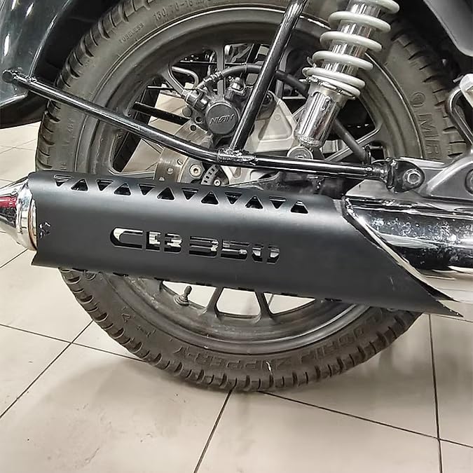Image of Auto Infinity Exhaust Guard Compatible with Honda CB350 (Black, Pack of 1)