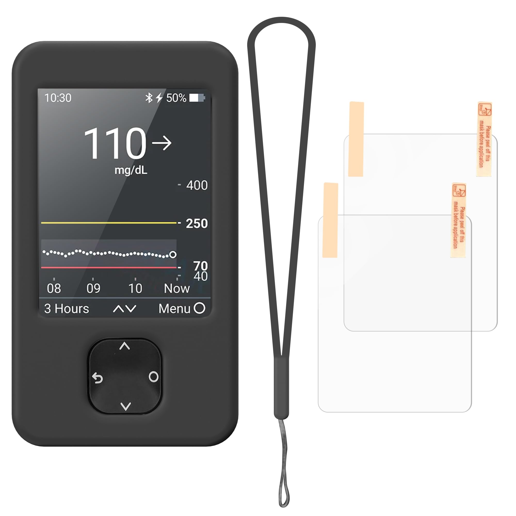 NSJ Silicone Dexcom G7 Receiver Case | Diabetes Travel Case, Lanyard & Screen Protector Included | Durable Diabetes Accessories | Silicone Diabetic Dexcom Cover Case | With Lanyard Port for Travel.
