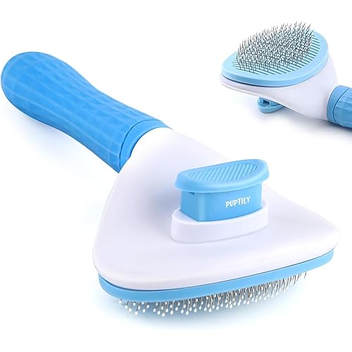 Cat Brush Self Cleaning Slicker Brush with Release Button, Dog Shedding Brush for Grooming, Cat Comb Pet Massage Tool Suitable for Long or Short Pet Hair Cleaner, Removes Tangles & Loose Fur