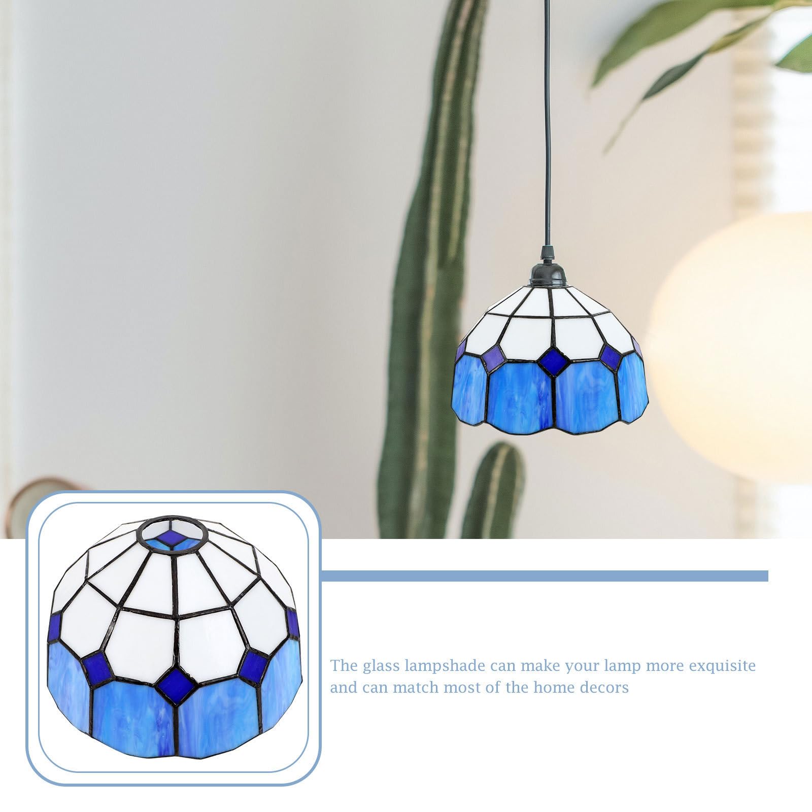 Abat-jour en Verre Bleu pour Chandelier et Lampe sur Pied