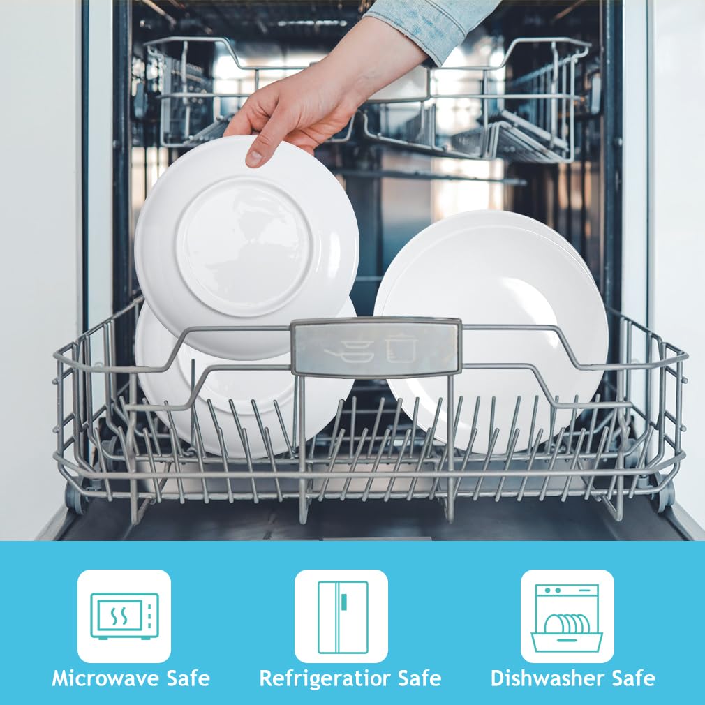Lot de 6 assiettes rondes en céramique blanche de 20,3 cm, passent au micro-ondes et au lave-vaisselle, petites assiettes à salade en porcelaine pour apéritifs, desserts, salade