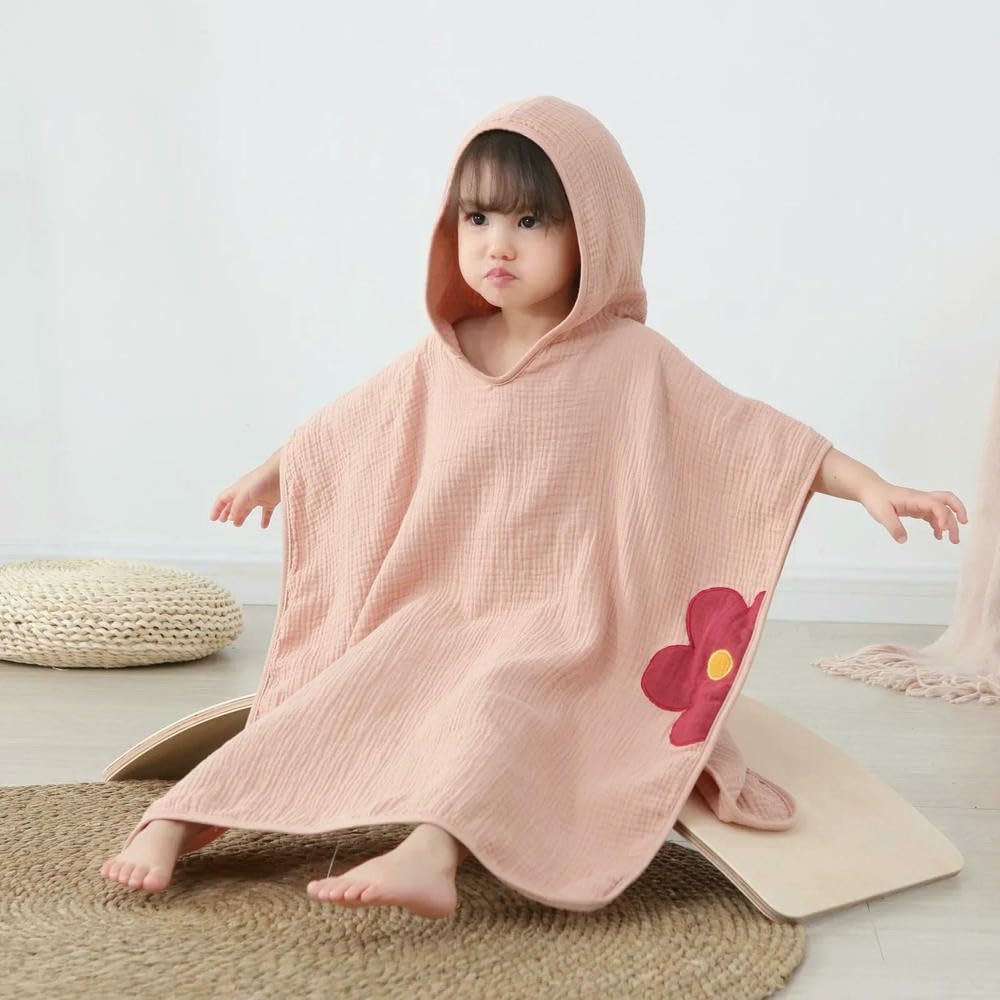 ZBDP Serviette de bain pour bébé en microfibre coton à capuche serviette poncho doux pour enfants