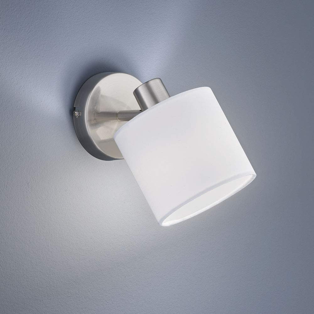 Reality Leuchten Tommy R80331001 lampa punktowa ścienna, nikiel matowy, abażur biały