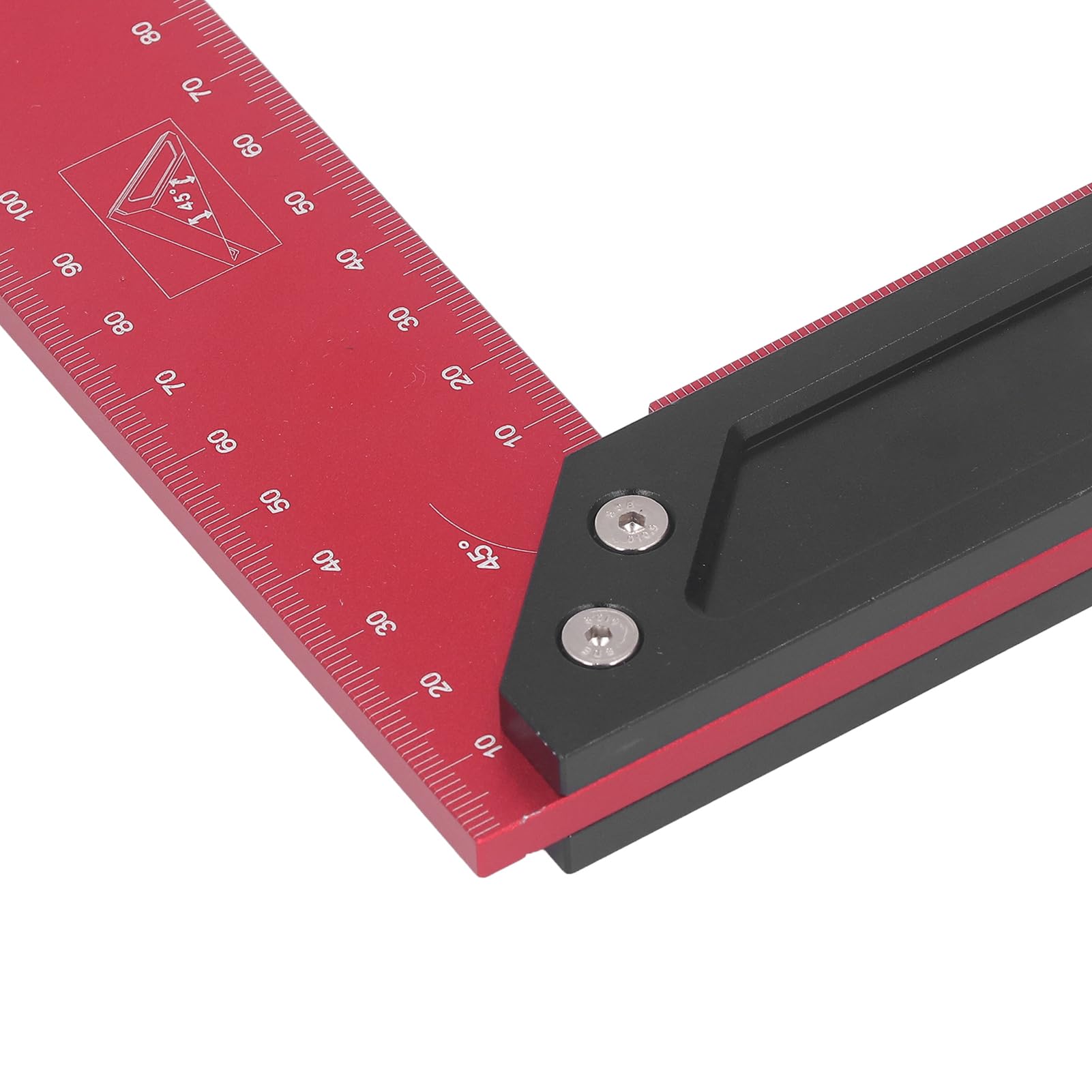 Regla de trazado para carpintería, regla para carpintería en forma de L, regla de trazado de aleación de aluminio con llave hexagonal, regla de medición doble de 45 ° para