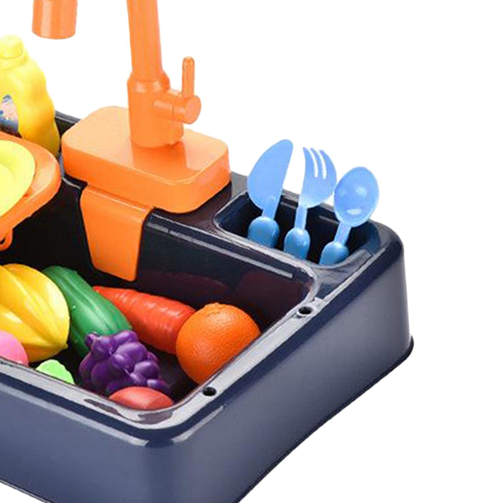 #N/A/a Fregadero de Juguete con Platos Y Agua, Juguetes de Cocina para Juegos de Imitación para Niñas Y Niños, Azul