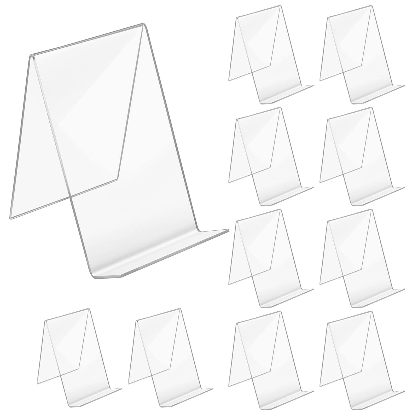 10 Soportes para Libros Acrílicos Transparentes 10 * 11,5 * 13 CM para Exhibir Fotos, Libros, Manualidades, Productos, Sujetalibros