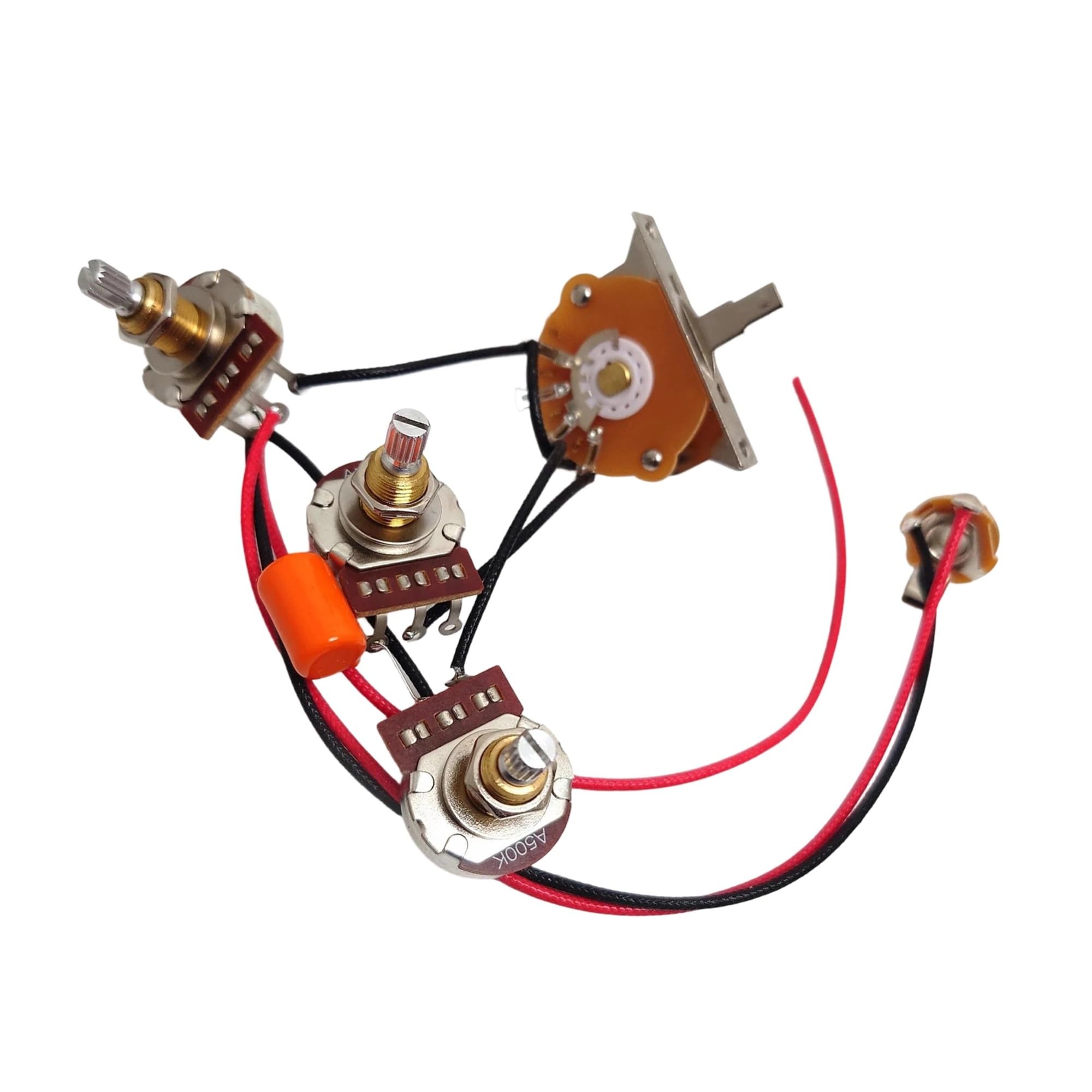 Arnés de cableado profesional para instrumentos mu Arnés De Cableado Previo Para Guitarra Potenciómetro De 500K 5 Paradas Kit Manual 1V2T