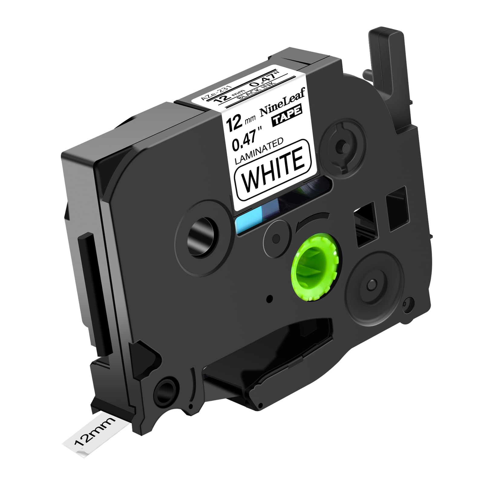 NineLeaf TZe-231 Label Tape 12mm Compatible for Brother P-Touch Label Printer TZe231 TZ-231 12mm 0.47 Laminated Black on White TZe TZ Tape 12mm for E110 H100R H108 H101C H200 1000, 20 PK
