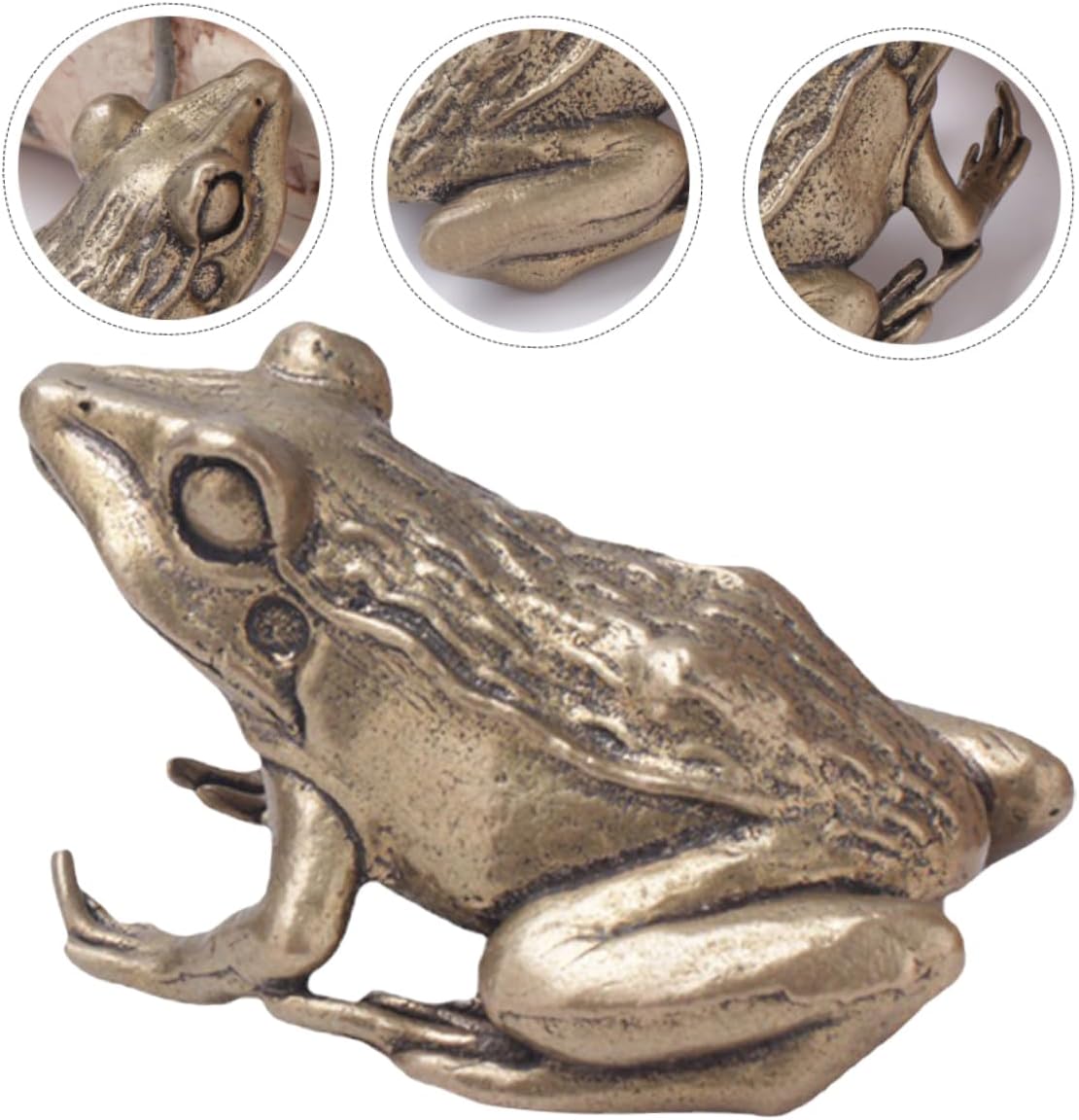 Zerodeko Brass Frog Figurine Tea Pet Desktop Ornament for Home Decor image 3