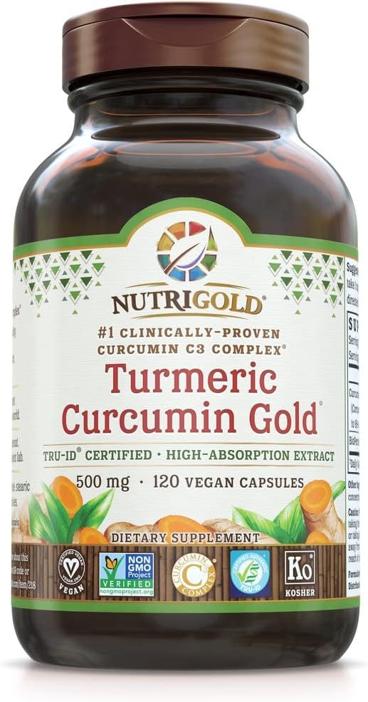 NutriGold Turmeric Curcumin Gold (Features C3 Complex w/BioPerine), 500 mg, 120 Vegan Capsules