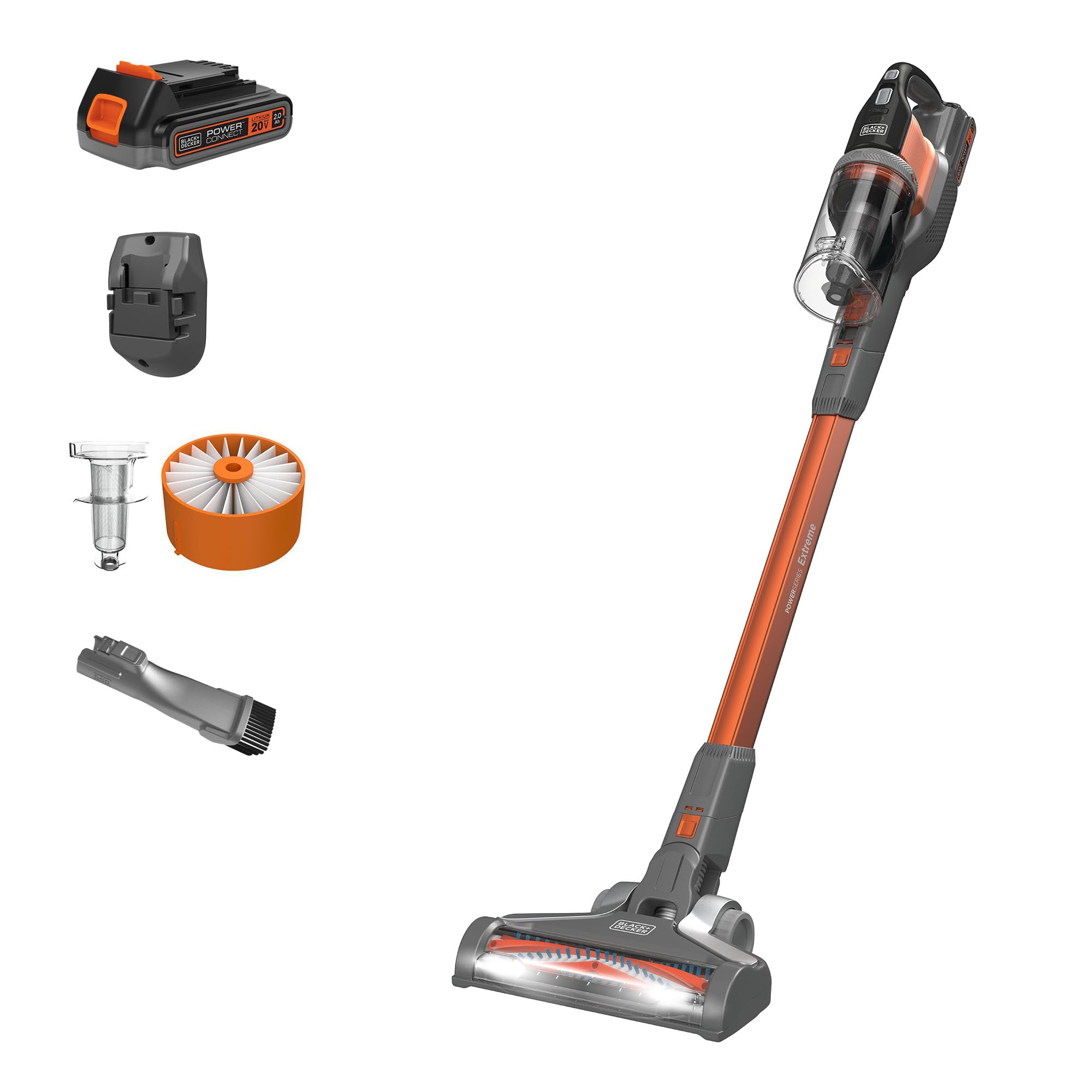 BLACK+DECKER POWERSERIES Extreme Cordless Stick Vacuum Cleaner with Removable 20V MAX Battery and Vacuum Accessories (BSV2020)