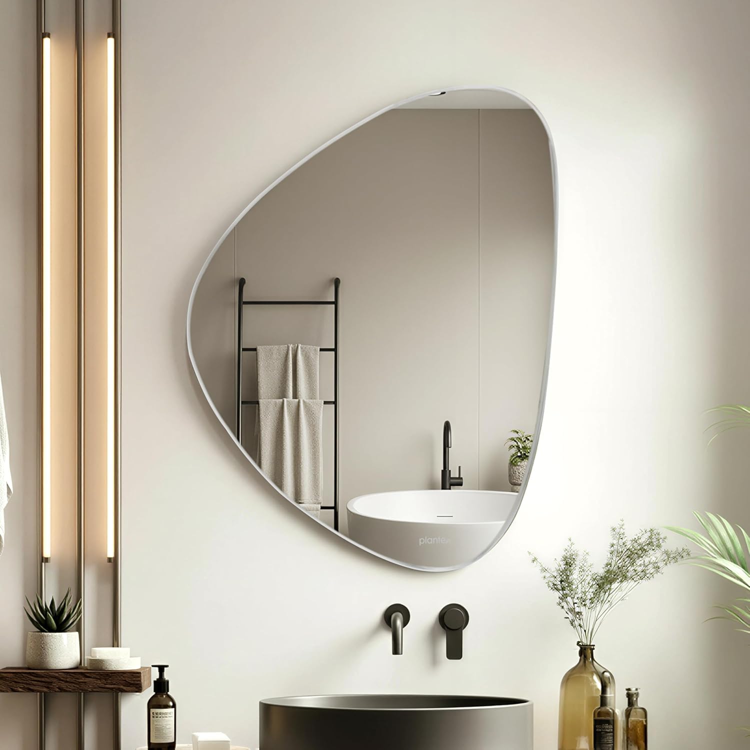 Mirror for Bathroom, Washbasin and Office, 18x24 inch| Touch Sensor | Wall Mounted Elliptical Mirror with LED/3 Color Light Brightness Adjustable (Warm, White & Natural Light)-image-36