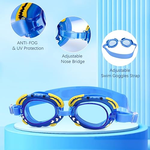 Miniatura 4 de TFJH E Paquete de 2 gafas de natación para niños y niñas, antivaho sin fugas, 3-14 años