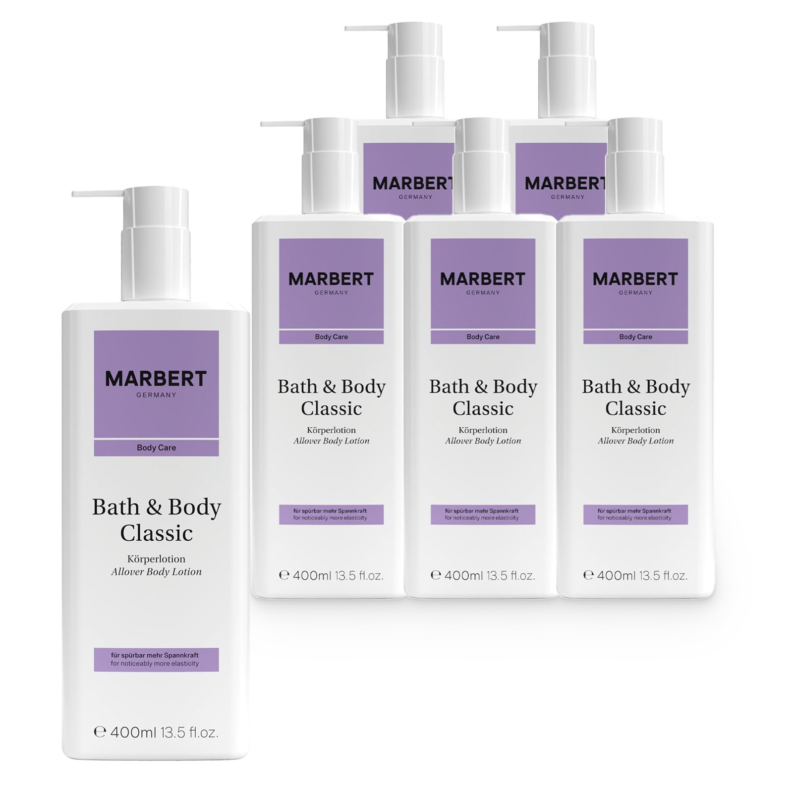 Marbert Bath & Body Classic Körperlotion 6 x 400 ml – Feuchtigkeitspflege mit blumigem Chypre-Duft – Für spürbar glatte & samtweiche Haut