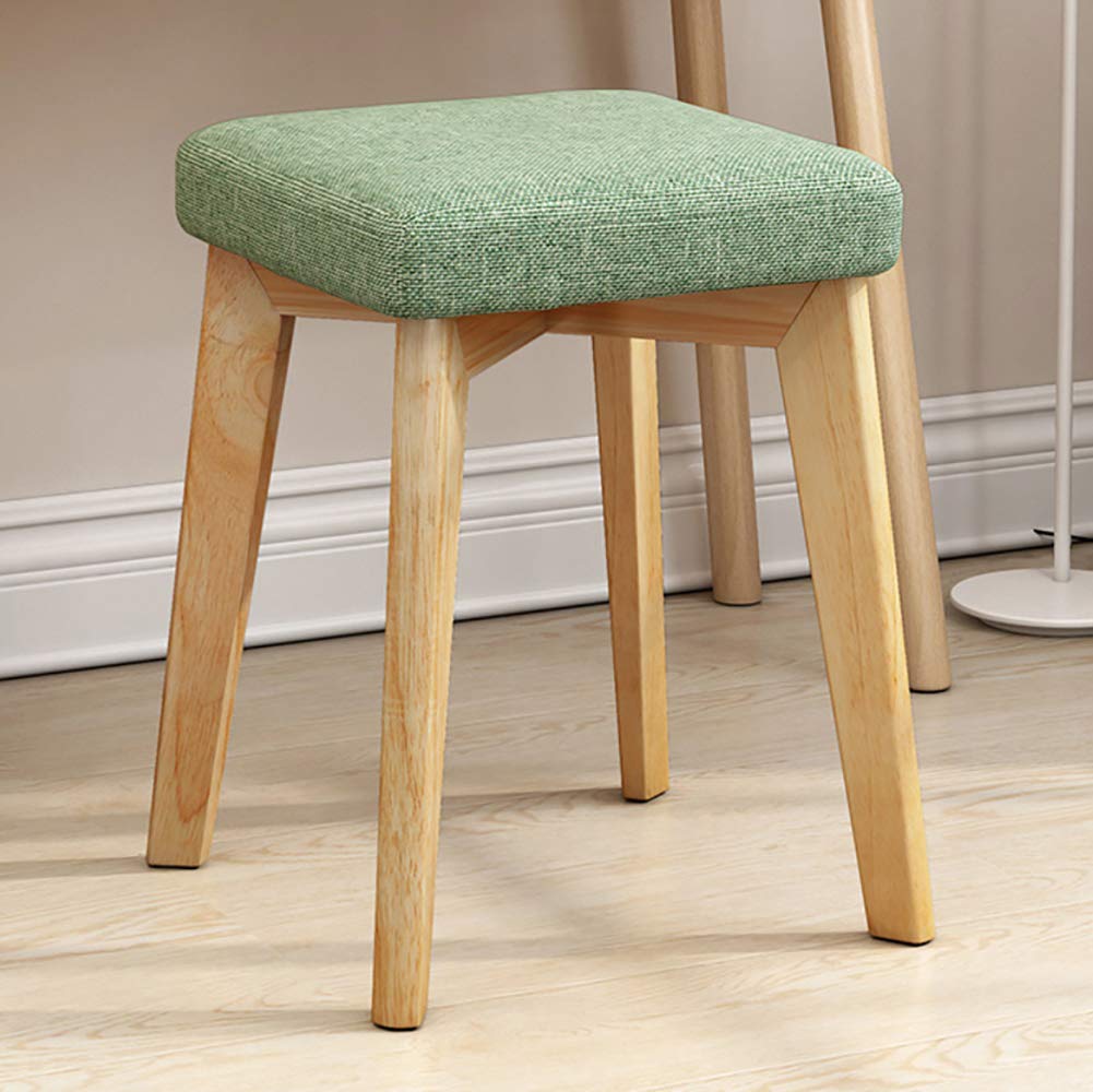 LMMIAOZ Square Wooden Leg Vanity Stool, Ottoman Bench Seat, Footrest, Small Wooden Footstool with Foot Protection Design, 32x32x45cm (13x13x18 inches)
