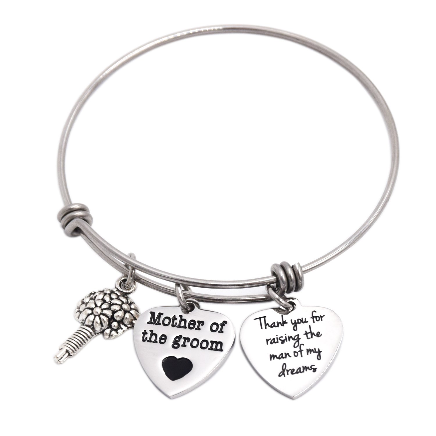 LParkin Mother of The Groom Gifts Mother in Law Gifts from Daughter in Law Bangle Bracelets Thank You for Raising The Man of My Dreams Bracelet