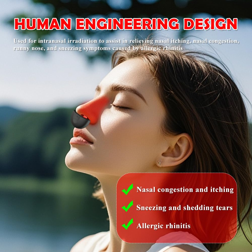 Luz sinusal sin nariz, Respirelief Red Light Nasal Therapier, Instrumento de Terapia Nasal Luz Roja, Sinusitis Luz Roja Dispositivo de Terapia Nasal, Promueve la Respiración Natural y Alivio De