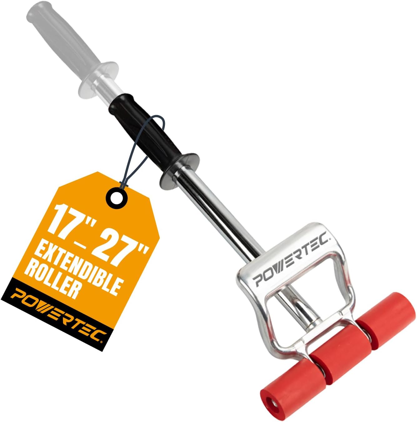 POWERTEC Extendable Floor and Wall Roller for Vinyl Flooring, Tile & Linoleum Roller with Extendable 17" to 27" Handle, 7.5" Wide for LVP, Veneer, Carpet, Wall Coverings, 1PK (71033V)