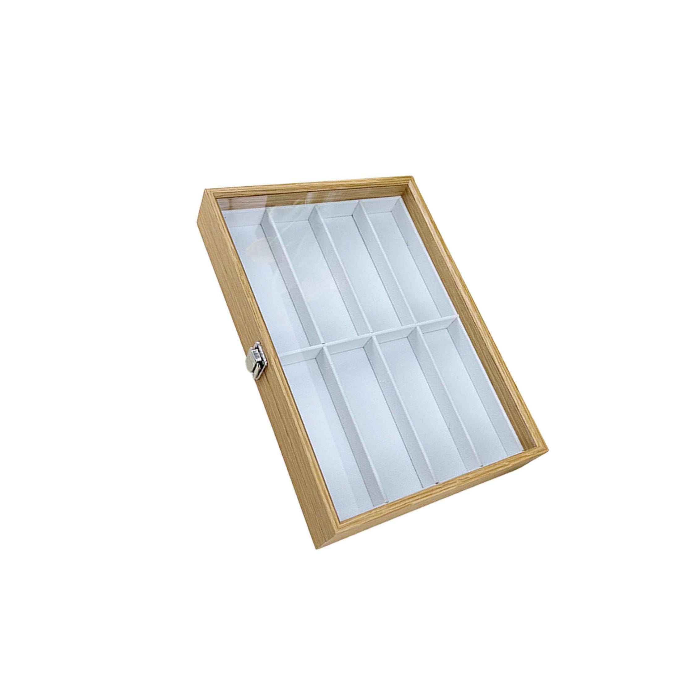 Bandeja de exhibición de gafas, elegante organizador de gafas de sol con tapa con cierre para guardar, joyas y relojes, estuche para guardar
