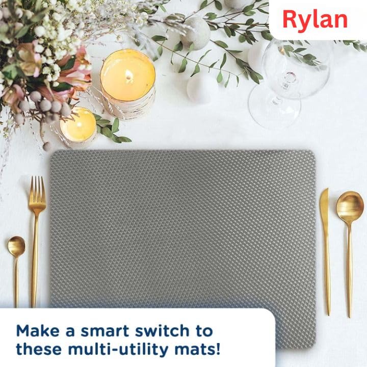 Image of Rylan (45 cm x 5 m) Multipurpose Anti-Slip Mat, Sheet for Fridge, Kitchens, Cupboard, Drawers, Shelf Liner | Super Strong EVA, Water Resistant (Diamond Texture, Grey)