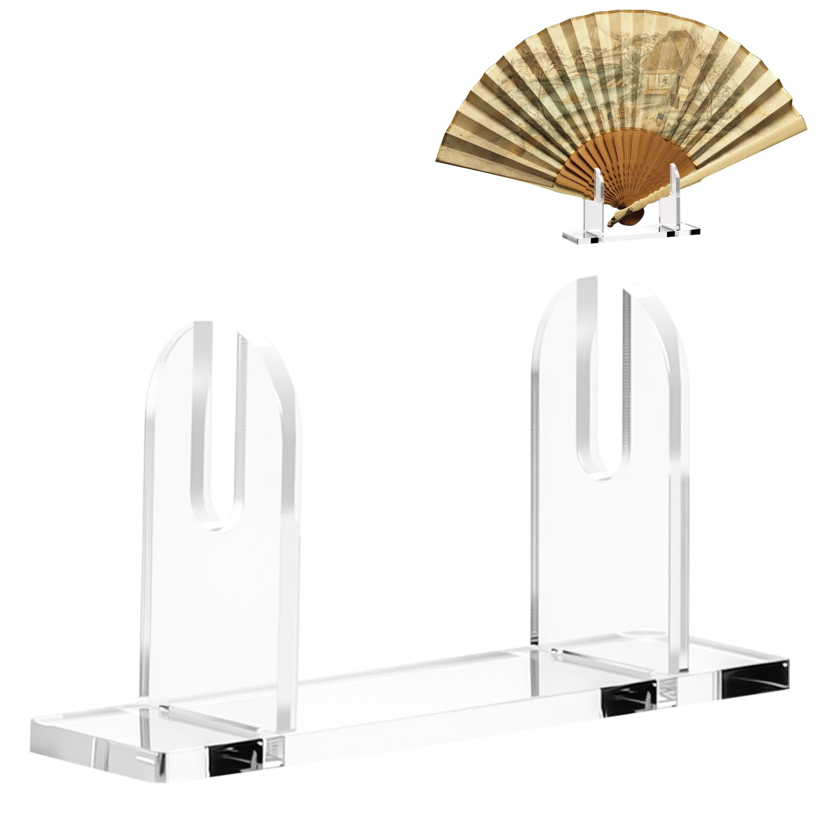 Acrylic Fan Display Stand, 2 Pack Foldable Tabletop Holder Easel for Decorative Hand Fans Home Decor, Wall Display, Party Event Exhibition Accessories
