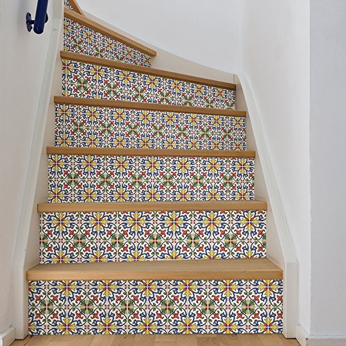 InHome NH2365 Toskanische Fliesenfliesen, zum Abziehen und Aufkleben, mehrfarbig, 6,3 x 6,3 cm