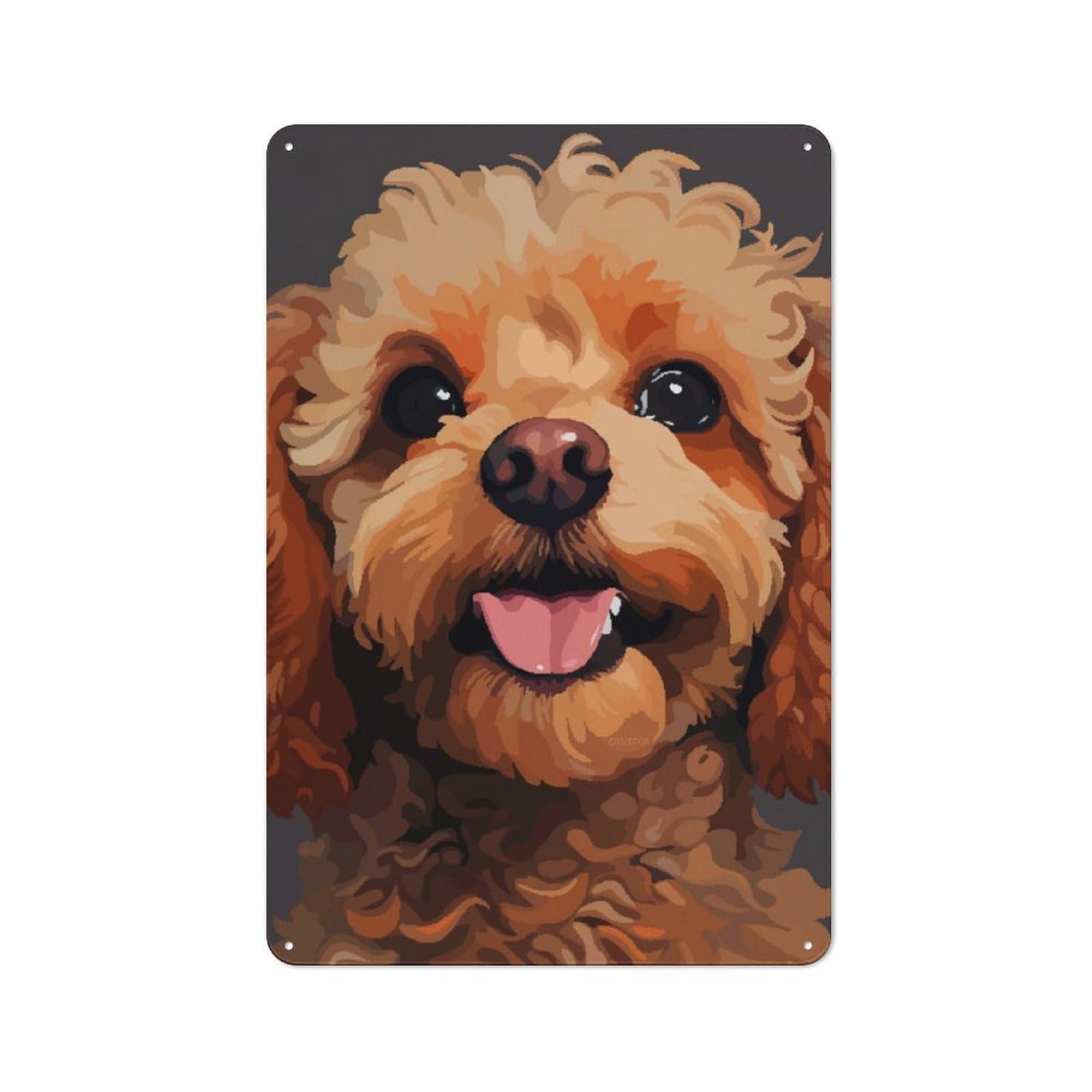 Junmoney Cute Poodle Face Pixel Art Vintage Tin Sign 30X20cm With For Guest Room Or Hallway, Suited To Wall Displays In Guest Rooms And Hallways