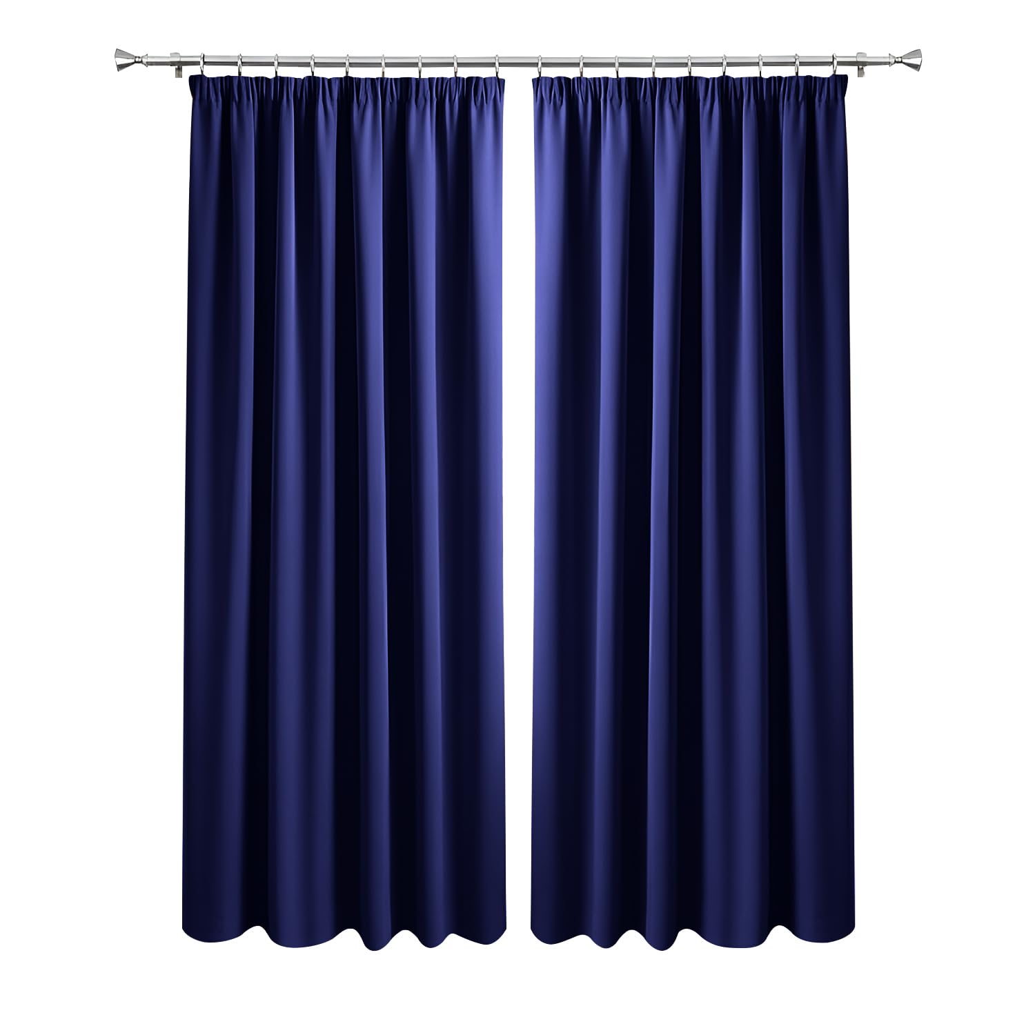 Imperial Rooms Blackout Curtains for Living Room 90x90 Inch Pencil Pleat Navy Curtains Thermal Insulated Window Treatments Soft Bedroom Curtain 2 Panels with Two Tie Backs