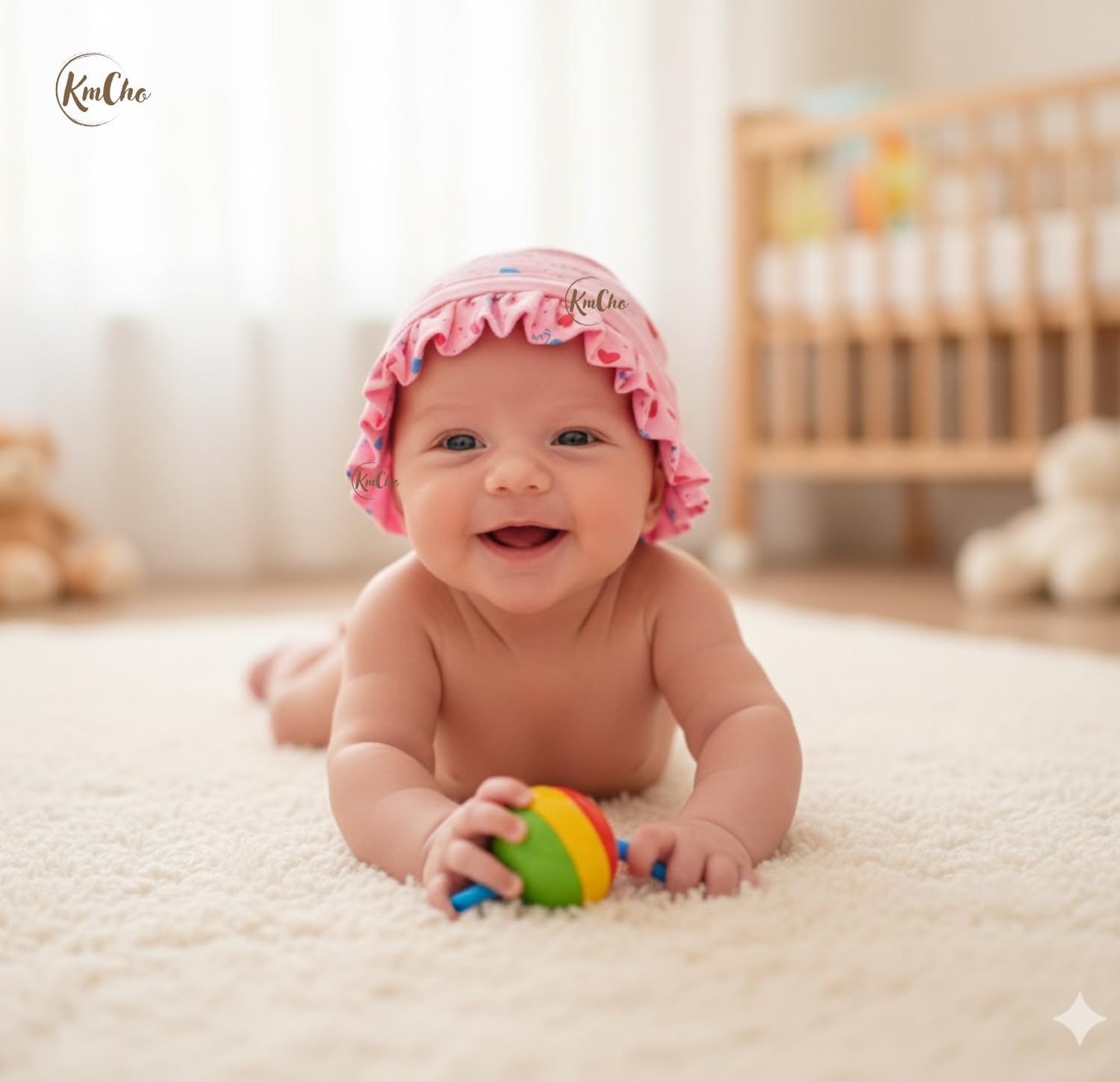 KmCho Baby Caps for Newborn Baby (0-3 Months) | Soft Cotton Infant Cap | Breathable Stretchable Beanie Hat for Boys & Girls | Gentle on Sensitive Skin | Daily Wear | Pack of 4-DN2 2