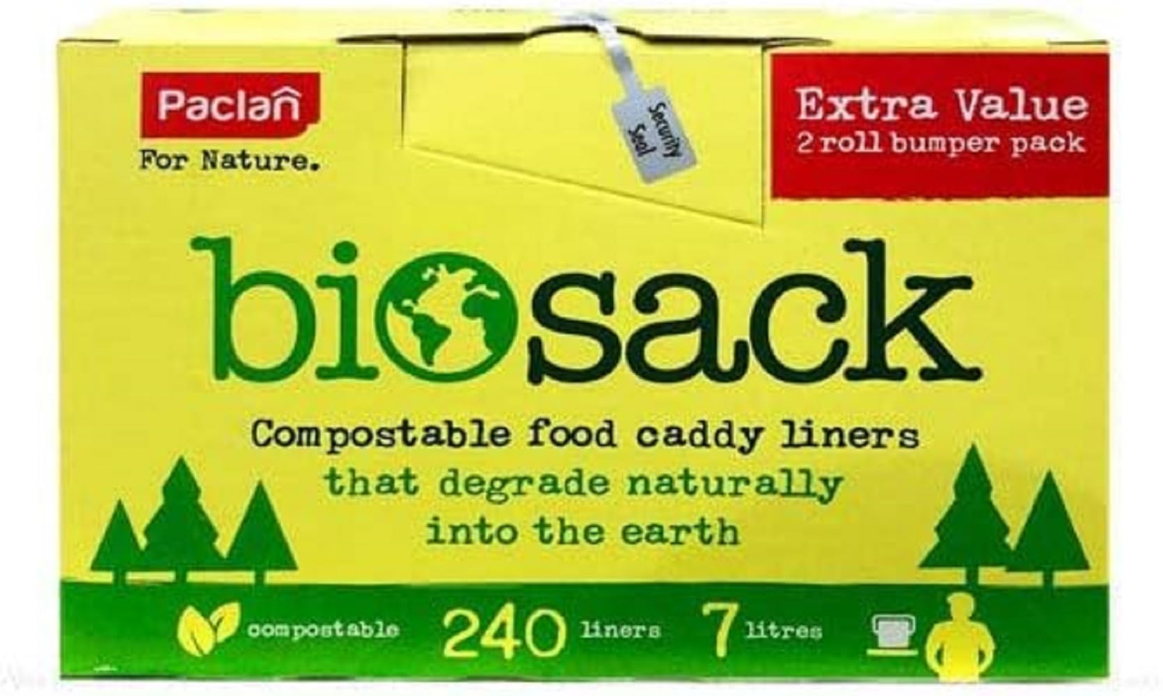 BioSack Paclan BioSack Compostable Food Caddy Liners Kitchen Waste Rolls, 2 kg
