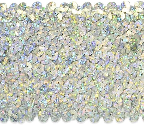 Trims by the Yard 10 Yards of 8 Row Starlight Hologram Stretch Sequin Trim, Gold