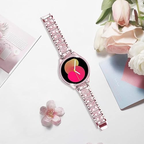 Vista 137 de Correas compatibles con Samsung Galaxy Watch FE / 5/4 de 1.575 pulgadas, correa de metal con diamantes de imitación brillantes de 0.787 pulgadas