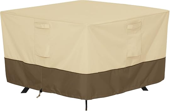 Classic Accessories Veranda Water-Resistant 60 Inch Square Patio Table Cover, Outdoor Table Cover Pebble/Bark/Earth