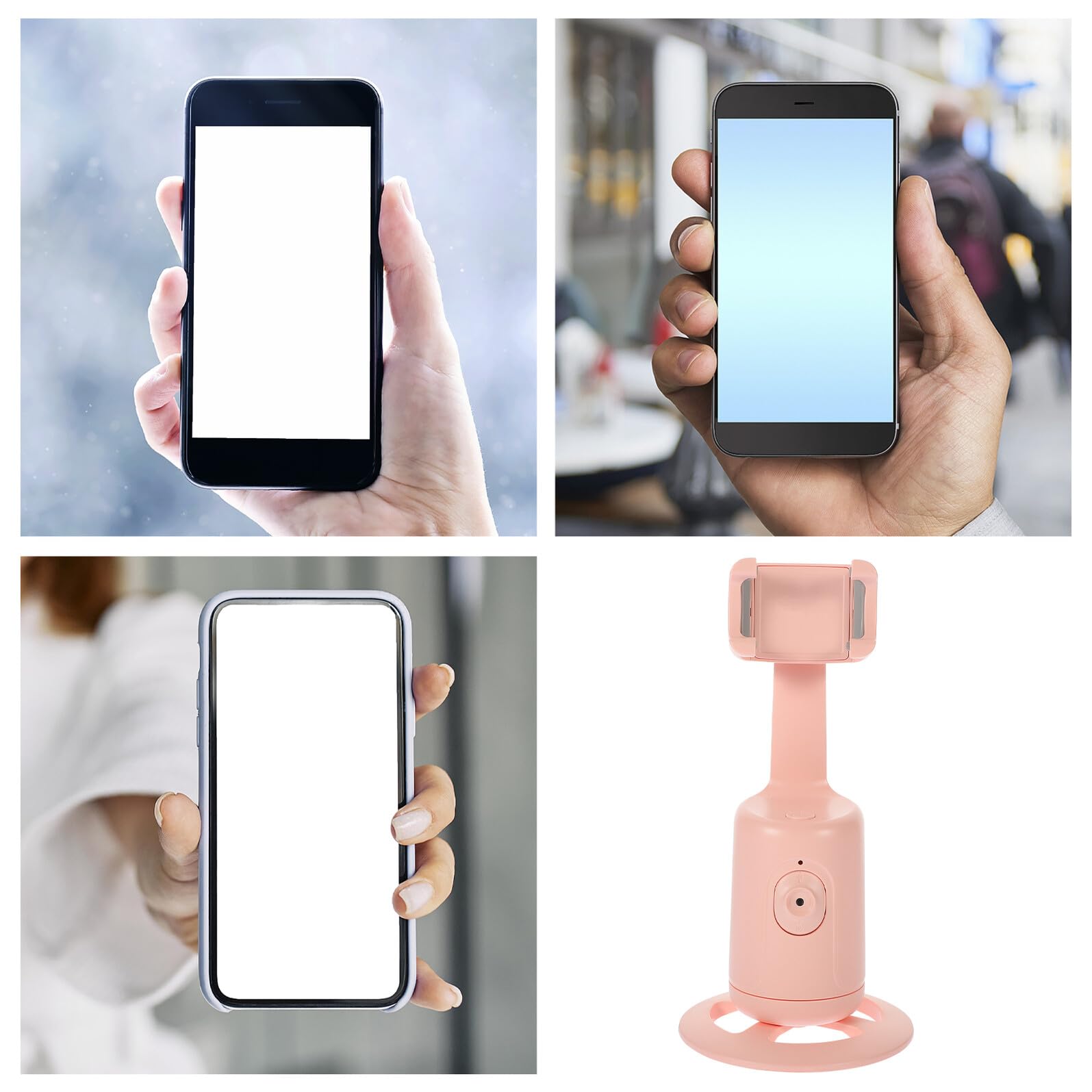Soporte Inteligente para Teléfono Móvil Seguimiento Facial 360° Rosa Soporte de Estantería Frontal para y Transmisiones Directo Dispositivo Multifuncional para Escritorio