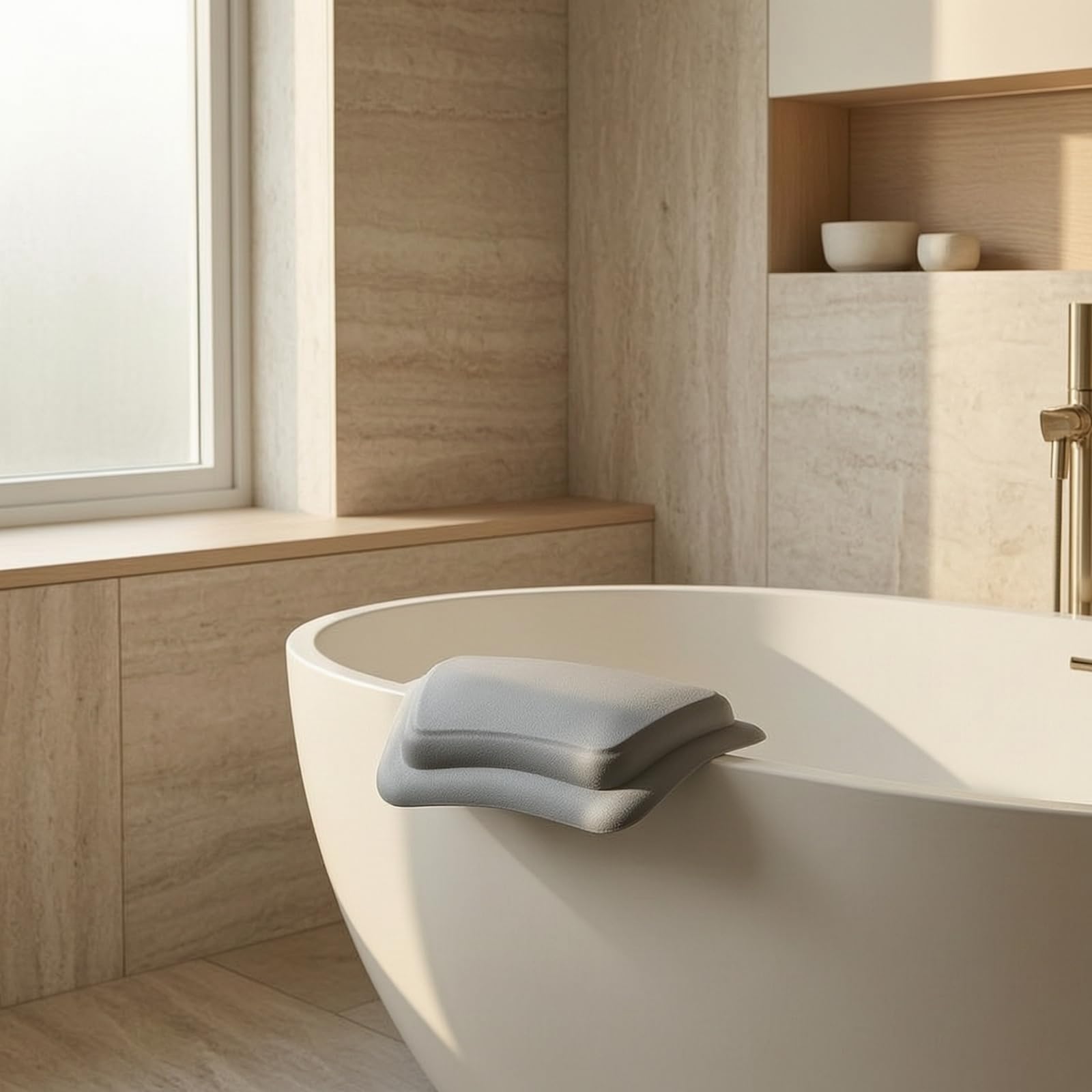 Cuscino Schienale Massaggiante da Bagno con Design E Superficie Impermeabile in Materiale Resistente per Ammortizzare Rigida E Godere Del Relax, Bianco