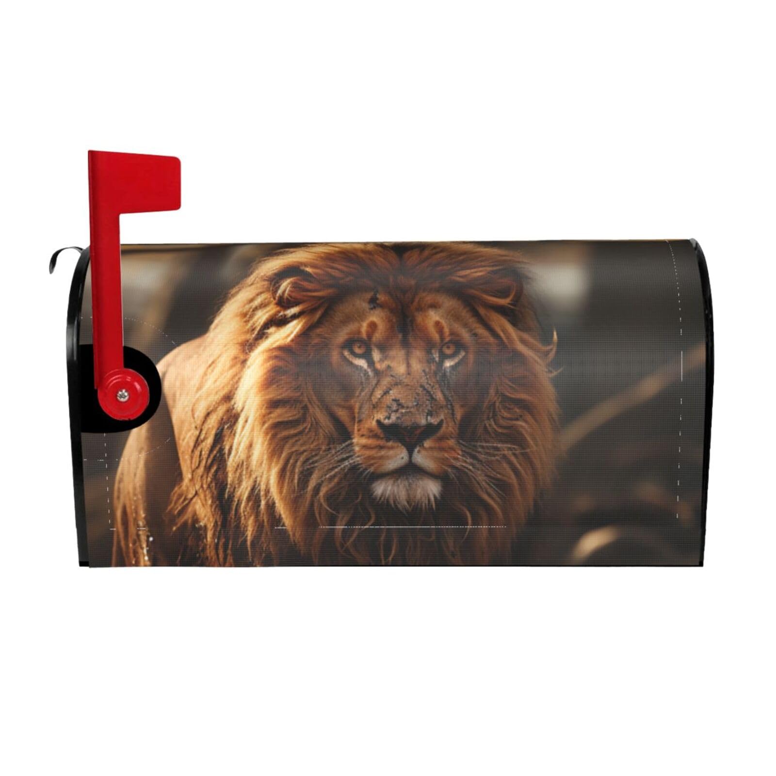 Lion Image Mailbox Covers Magnetic Wraps Post Letter Box Cover Garden Home Decor 25.5x21 in
