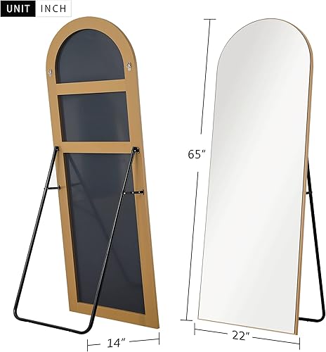 Miniatura 4 de KIAYACI - Espejo arqueado de longitud completa con soporte, para apoyar en el suelo, para dormitorio o vestidor, espejo de cuerpo completo para