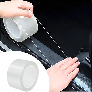 VINSU High Gloss Anti Scratch White Carbon Fiber Paint Protection Film Tape PPF for Car Protection & Decoration for All Car Door Transparent Carbon Fiber Seal Strip Door Edge Guard (Transparent)